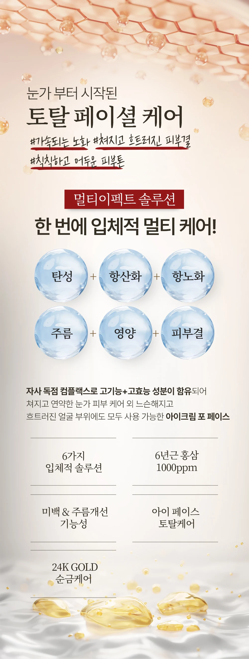 따사로움 멀티 이펙트 24K 레드진생 콜라겐 아이크림 포 페이스
